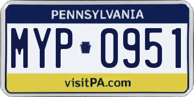 PA license plate MYP0951