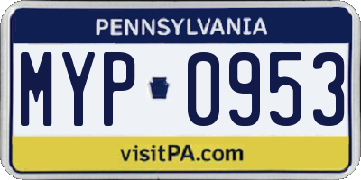 PA license plate MYP0953