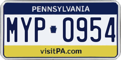 PA license plate MYP0954