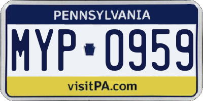 PA license plate MYP0959