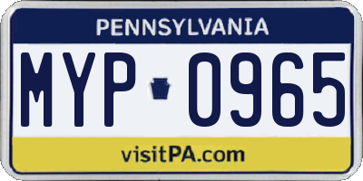 PA license plate MYP0965