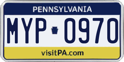 PA license plate MYP0970
