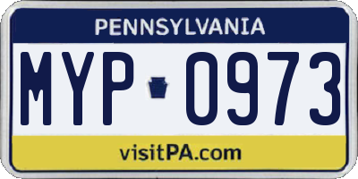 PA license plate MYP0973