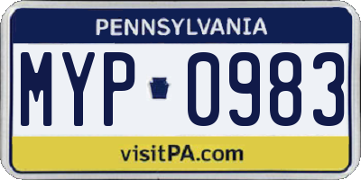 PA license plate MYP0983