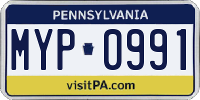 PA license plate MYP0991