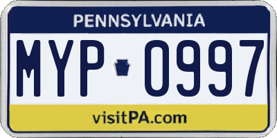 PA license plate MYP0997