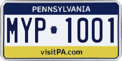 PA license plate MYP1001