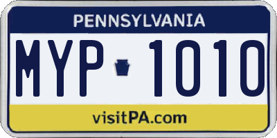 PA license plate MYP1010