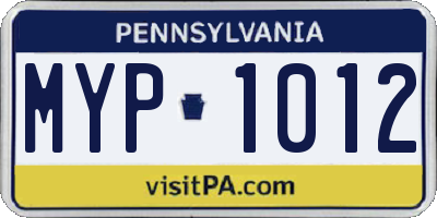 PA license plate MYP1012