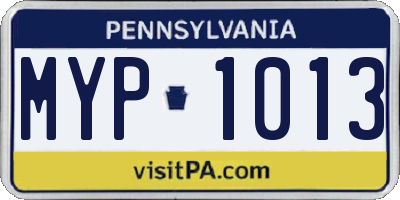 PA license plate MYP1013