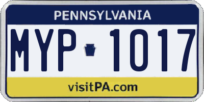PA license plate MYP1017