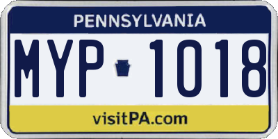 PA license plate MYP1018