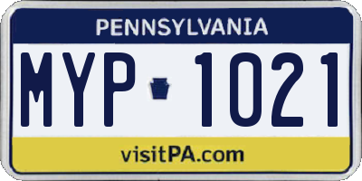 PA license plate MYP1021