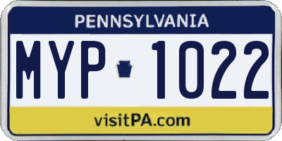 PA license plate MYP1022