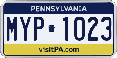 PA license plate MYP1023