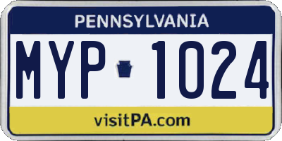 PA license plate MYP1024