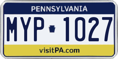 PA license plate MYP1027