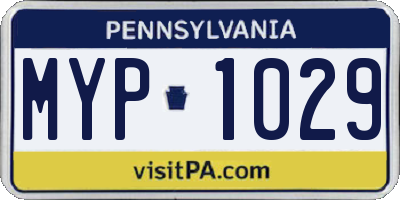 PA license plate MYP1029