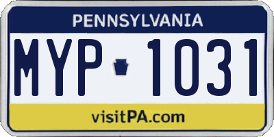 PA license plate MYP1031