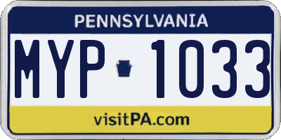 PA license plate MYP1033