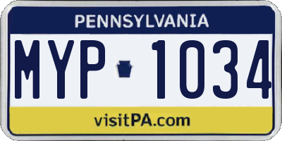 PA license plate MYP1034