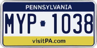 PA license plate MYP1038