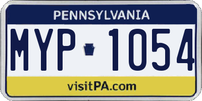 PA license plate MYP1054