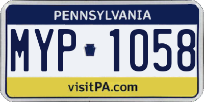 PA license plate MYP1058