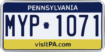 PA license plate MYP1071