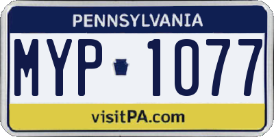 PA license plate MYP1077