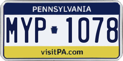 PA license plate MYP1078