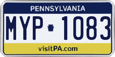 PA license plate MYP1083