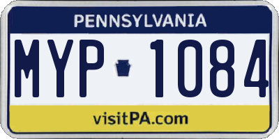 PA license plate MYP1084