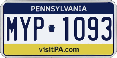 PA license plate MYP1093