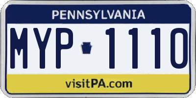 PA license plate MYP1110