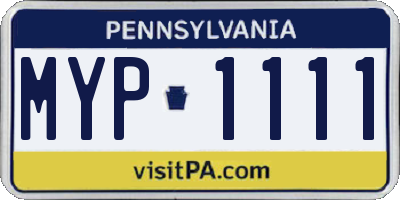 PA license plate MYP1111