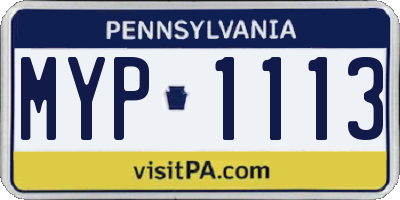 PA license plate MYP1113