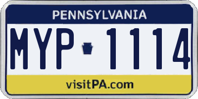 PA license plate MYP1114