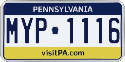 PA license plate MYP1116
