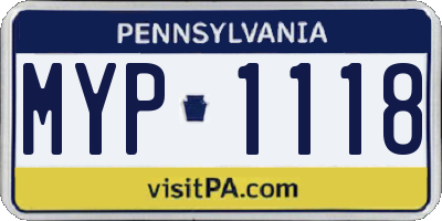 PA license plate MYP1118