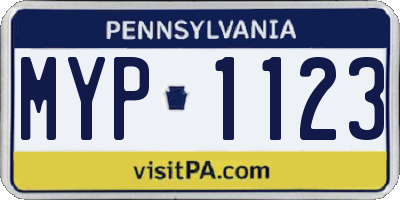PA license plate MYP1123