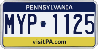 PA license plate MYP1125