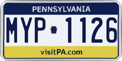 PA license plate MYP1126