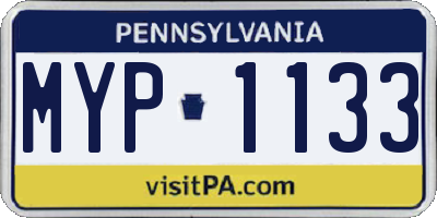 PA license plate MYP1133