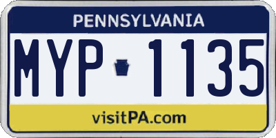 PA license plate MYP1135