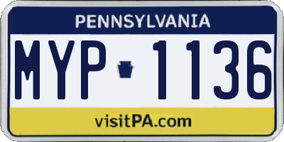 PA license plate MYP1136