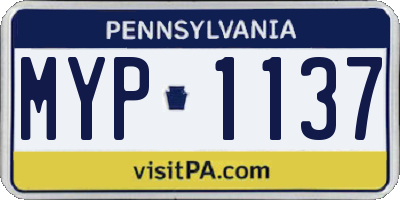 PA license plate MYP1137