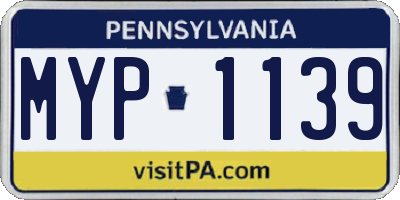 PA license plate MYP1139