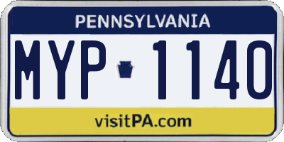 PA license plate MYP1140