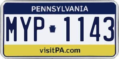 PA license plate MYP1143
